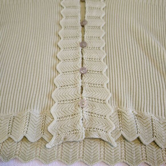 Y2K Short Sleeve Knit Sweater Cardigan Green Fairycore Twee Romantic Size Med - Picture 4 of 7